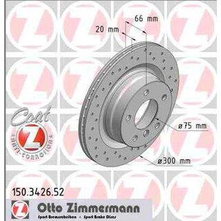 Zimmermann Bremsscheibe Gelocht Hinterachse 300x20mm fr BMW E81 - E87 E90 - E92