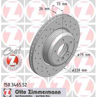 Zimmermann Bremsscheibe Gelocht Vorderachse 338x26mm fr BMW E81 - E88 E90 - E93