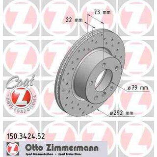 Zimmermann Bremsscheibe Gelocht Vorderachse 292x22mm fr BMW E81 - E88 und E90