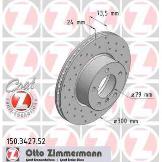 Zimmermann Sport Bremsscheibe gelocht 300x24mm fr BMW E81 - E88 E89 E90 - E93