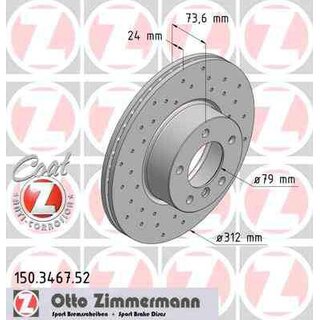 Zimmermann Sport Bremsscheibe gelocht Vorderachse 312x24mm fr BMW e90 e91 e92 e93 X1 e84