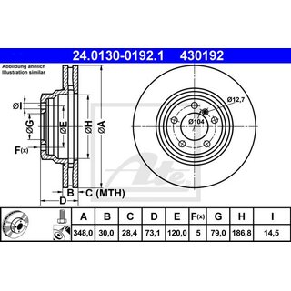 ATE Bremsscheibe Vorderachse 348x30mm fr BMW e90 e91 e92 e93 e84