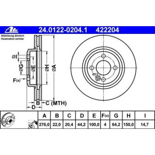 ATE Bremsscheiben VA 276x22mm fr Mini R50 R52 R53