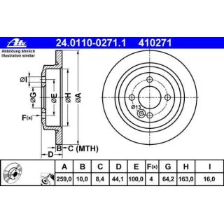 ATE Bremsscheiben Hinterachse 259x10mm fr Mini R50 R52 R53 R55 R56 R57 R58 R59