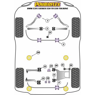 2 x Powerflex PFR5-716 usseres PU Lager Integrallenker Hinterachse BMW e60 e61 e39 e53