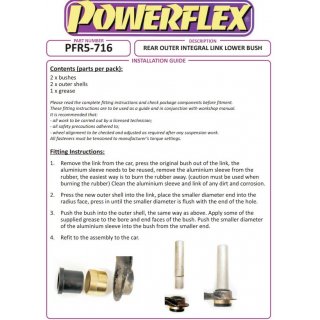 2 x Powerflex PFR5-716 usseres PU Lager Integrallenker Hinterachse BMW e60 e61 e39 e53