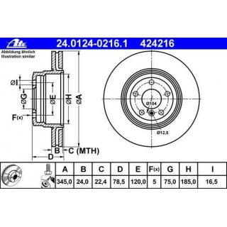 ATE Bremsscheibe Hinterachse 345x24mm fr BMW E70 E71 F15 F16