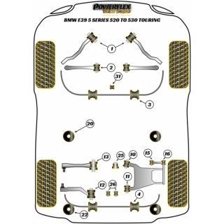 2 x Powerflex PFR5-526BLK hintere Lagerung Differential fr BMW e39 (Nr.26) 