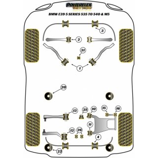 2 x Powerflex PFR5-520BLK Rear Subframe Front Mounting Bush for BMW e39 Saloon only (Nr.20)