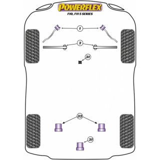 2x Powerflex PFR5-6032 PU Rear Diff Front Mounting Bush for BMW 5er F10 F07 6er F06 7er F01 (No.42)