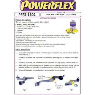 2 x Powerflex PFF5-1602H Front Arm Outer PU for Bush BMW e21 from 10.1978 (No.2)