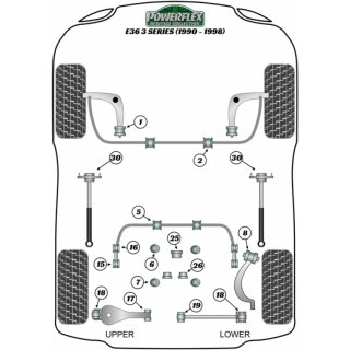2 x Powerflex PFR5-308-12H Rear Anti Roll Bar Mounting for Bush BMW E30 E36