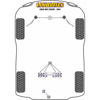 2 x Powerflex PFF5-2301 PU Buchse fr Vordere Querlenker / Zugstreben fr BMW G80 M3 G82 G83 M4 M2 G87 (Nr.1)