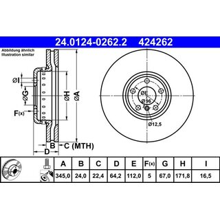 ATE Two-piece brake Disc 345x24 mm for BMW