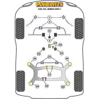 4 x Powerflex PU Verstrkungseinstze fr Hinterachslager Tonnenlager fr BMW F20 F21 F22 F23 F87 F30 F31 F32 F33 F36