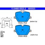 ATE Brake Pads Rear Axle for 345 mm Brakedisc for BMW