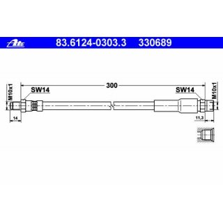 ATE Bremsschlauch Vorderachse/Hinterachse 300mm