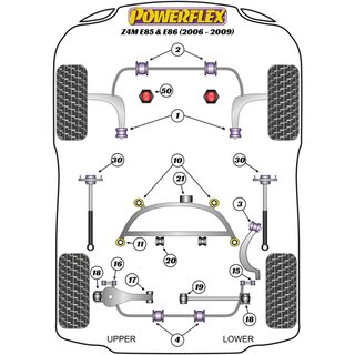 2 x Powerflex PFR5-4610 vordere PU Buchsen Hinterachse Tonnenlager BMW e46 Z4 X3