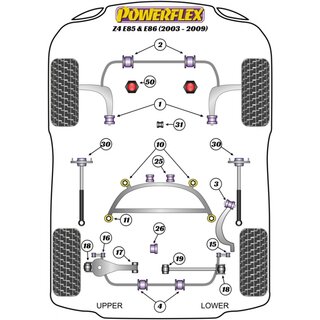 2 x Powerflex PFR5-4610 vordere PU Buchsen Hinterachse Tonnenlager BMW e46 Z4 X3