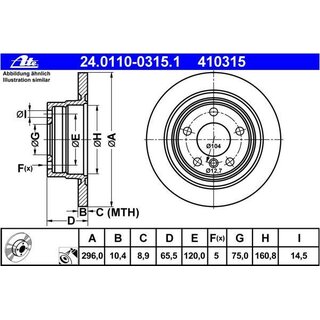 ATE Bremsscheibe Hinterachse 296x10mm fr BMW 1er & 3er e81 e87 e90