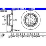 ATE Bremsscheibe Hinterachse 296x10mm fr BMW 1er & 3er...