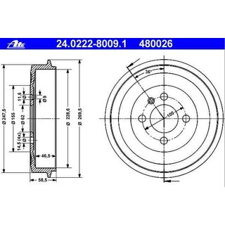 ATE brake drum for BMW 3 series e30