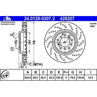 ATE Bremsscheibe 325x28mm Vorderachse rechts fr BMW E46 M3