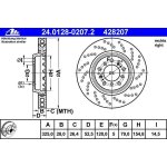 ATE drilled brake disc 325x28mm front right for BMW E46 M3