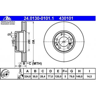 ATE brake discs / front axle 324 x 30mm for  BMW e32 / e39 / e38 /e31