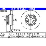 ATE front brake disc 316x28mm for BMW E38