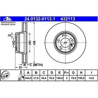 ATE Bremsscheibe Vorderachse 334x31,9mm fr BMW E38