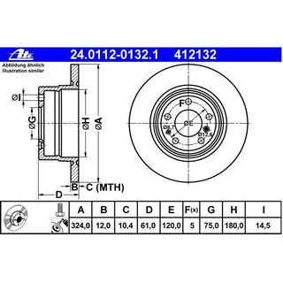 ATE Bremsscheibe Hinterachse 324x12mm fr BMW E31 E38