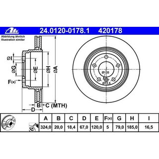 ATE rear brake disc 324x20mm for BMW E65 E66 E66