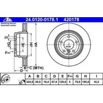 ATE rear brake disc 324x20mm for BMW E65 E66 E66