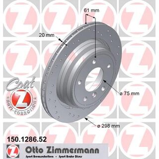 Zimmermann Sport Bremsscheibe gelocht 298x20mm Hinterachse fr BMW e39