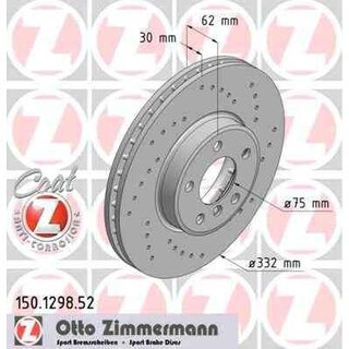 Zimmermann Sport Bremsscheibe gelocht Vorderachse fr BMW X3 E83  X5 E53 332x30mm