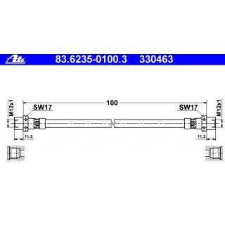ATE Bremsschlauch 100mm (Leitung Achse) LINKS