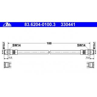 ATE Bremsschlauch 100mm (Leitung Achse) RECHTS