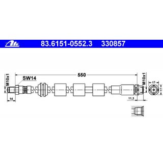 ATE front brake hose BMW E60 E61 E63 E64 NOT for xDrive - only for rear wheel drive