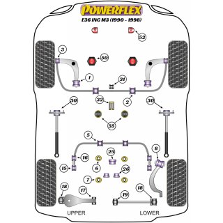2 x Powerflex PFR5-3607 Rear Subframe Front Mounting Bush BMW e36 (Nr.6)