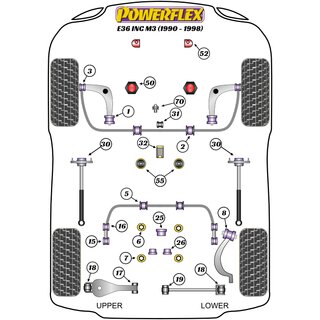 2 x Powerflex PFR5-3608 rear trailing arm front bush BMW e36 e46 Z4 e85 X3 e83