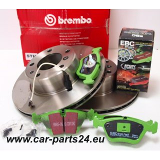 Front brake set Brembo brake discs 302x22mm + EBC Greenstuff brake pads BMW e34