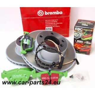 Front Brake Set Brembo 296x22mm brake discs + EBC greenstuff pads for BMW E39