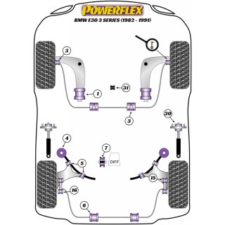 4 x Powerflex PFR5-306 PU Buchsen Lngslenker hinten BMW e21 e30 e36 compact Z1 (Nr.5)