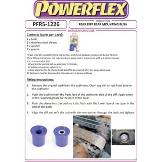 Powerflex PFR5-1226 Rear Diff Rear Mounting Bush BMW e82 M / 90 e92 e93 M3 (No.26)