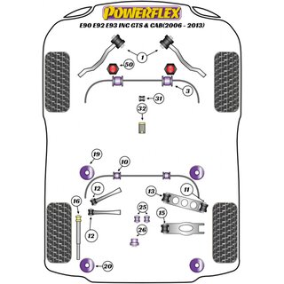 2 x Powerflex PFR5-1210-22.5 PU Stabibuchse Hinterachse 22,5mm fr BMW 1er M Coupe 3er M3  (Nr.10)