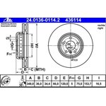 ATE brake disc front right 348x36mm for BMW F10 F18 F07...