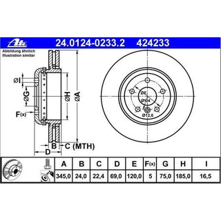 ATE Bremsscheibe Hinterachse 345x24mm BMW F10 F18 F07 F11 F12 F13 F06 F01 - F04