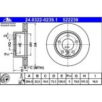 ATE Powerdisc front brake discs 284x22mm for BMW E81 E87...