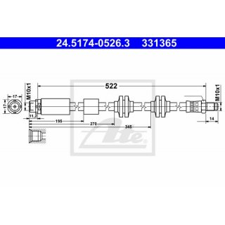 ATE brake hose front axle BMW E81 E82 E87 E88 E90 E91 E92 E93 E89 Z4